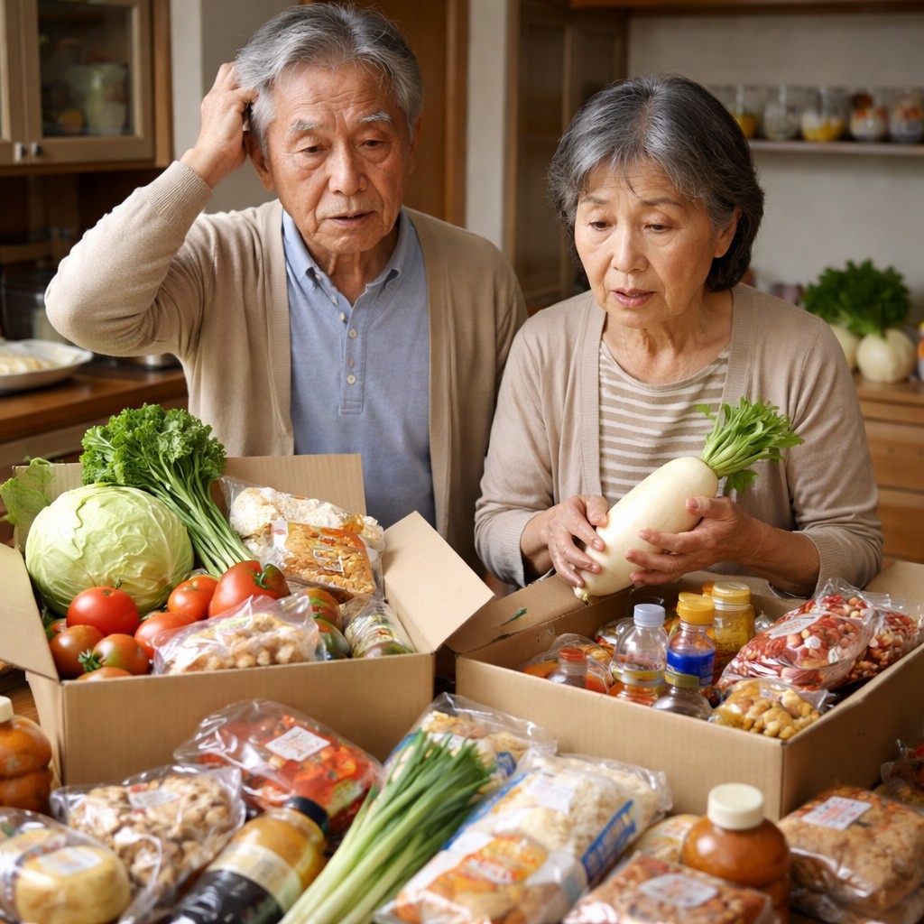 食べ物の仕送りを貰って困る高齢夫婦