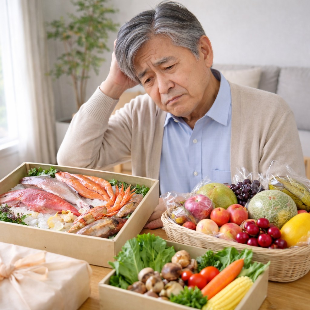 食べ物プレゼントを貰って困っている男性